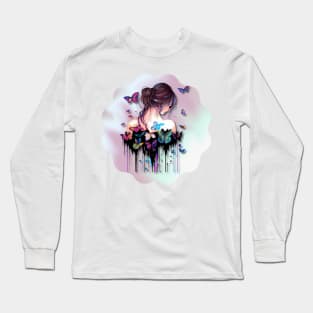 Girl with Butterflies 5 Long Sleeve T-Shirt